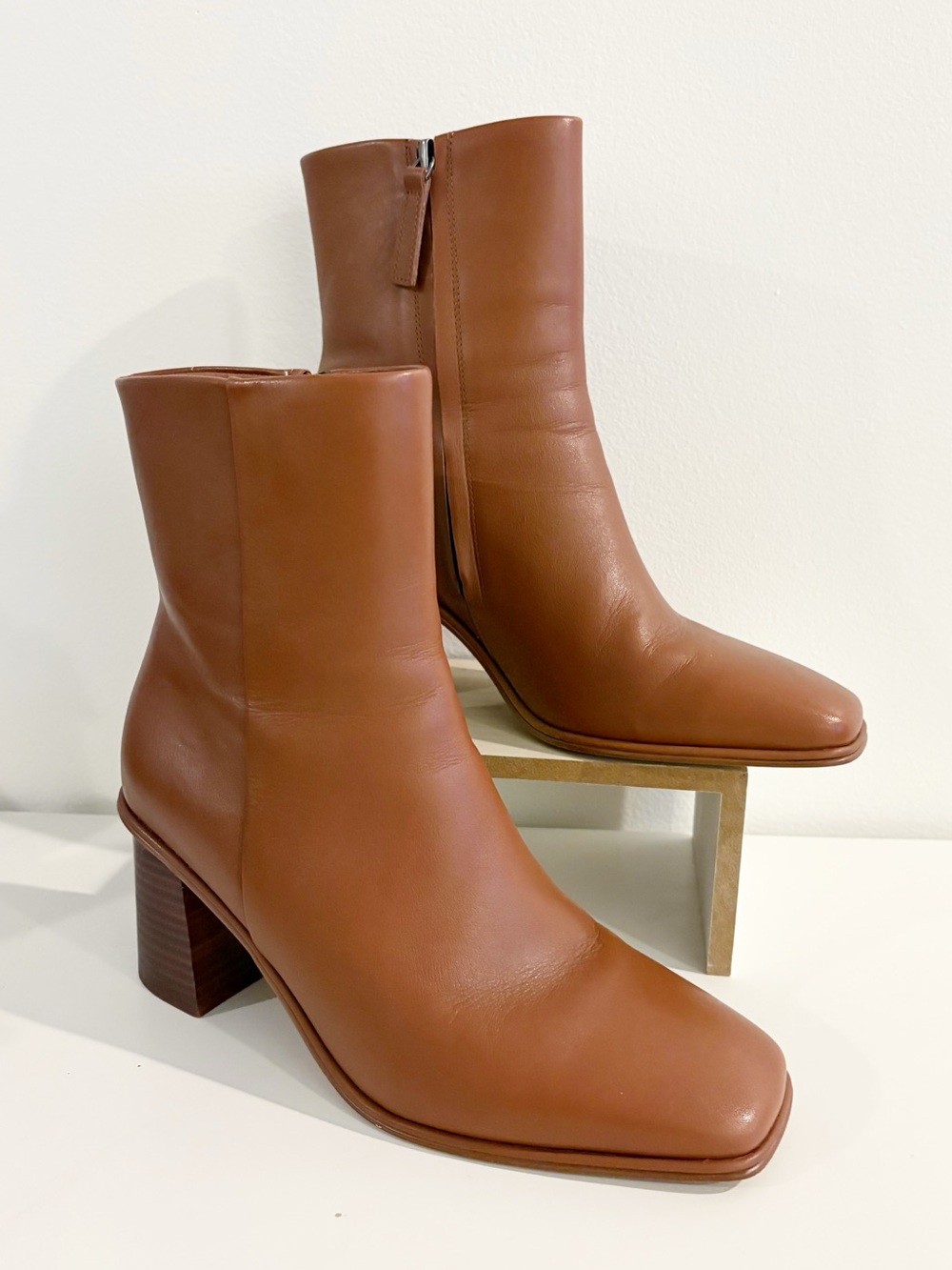 Splendid || Square Toe Block Heel Ankle Boots Booties Acorn Brown Tan 8